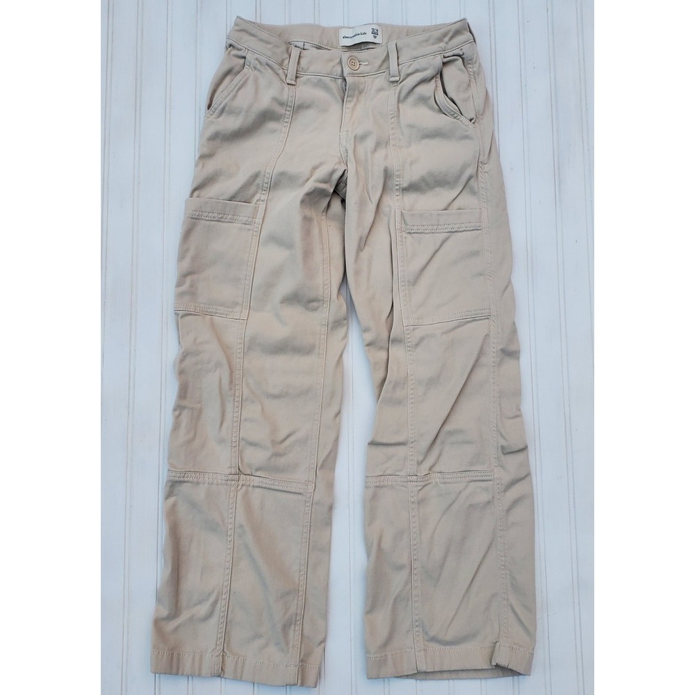 Abercrombie Kids Cargo Pants Boys 13/14 Khaki Mid Rise Pull On Straight Leg